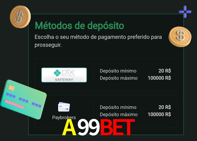 O cassino A99Bet oferece uma grande variedade de métodos de pagamento